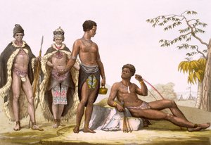 المجلد الثاني رر. 57 Gonqui Hottentots of the Cape "بشرته أخف من Hottentots الأخرى ، وأنوفه أقل سطوعًا ، وأطول" ، من "Le Costume Ancien et Moderne" c.1820-39 بواسطة جالو غالينا
